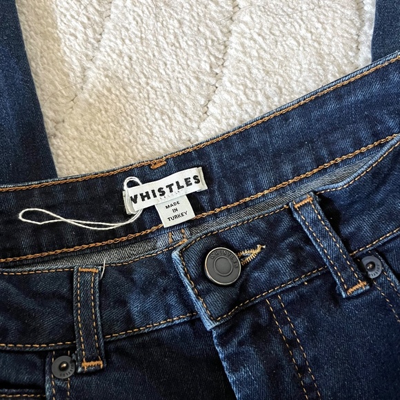Whistles NEW Stretch Barrel Jeans in Dark Denim High-Waist Ankle Raw Hem Sz 26 - Picture 7 of 12